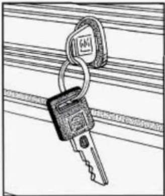 Illustration of a key inserted into a lock, placed on parallel lines (no text or symbols)