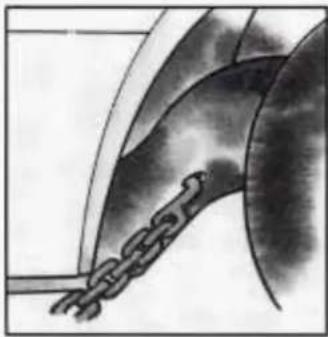 Illustration of a chain hanging from a curved surface, no text or symbols present