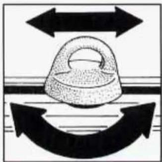 Diagram of a kettlebell with directional arrows indicating flow or movement (no text or symbols)