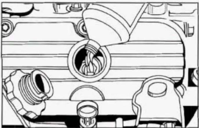 Technical line drawing of a mechanical assembly with gears and housing (no text or symbols)