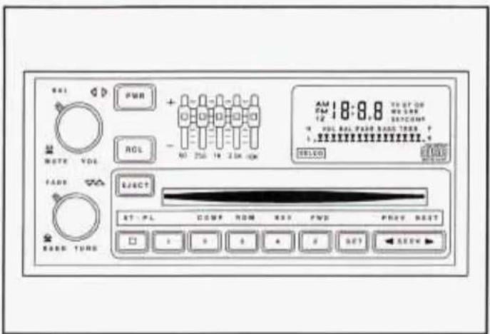 REL NOTE VDS FADE RACK TURNS PWR + - RCL - NO 250 19 20K cpm AM FM 12 VOL RAL PADD BAND TERR 1.3 SELECT RESET SET - PL COMF MODE HST FWD PREV. RESET SET SLOW