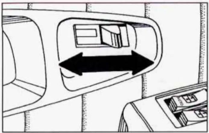 Diagram of a car interior showing directional arrows and dashboard controls (no text or symbols)
