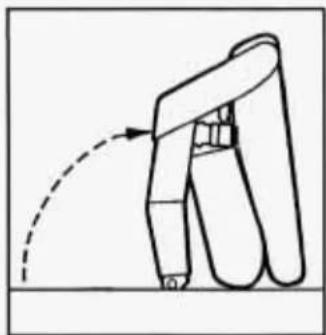 Simple line drawing of a robotic arm with motion arrow (no text or symbols)