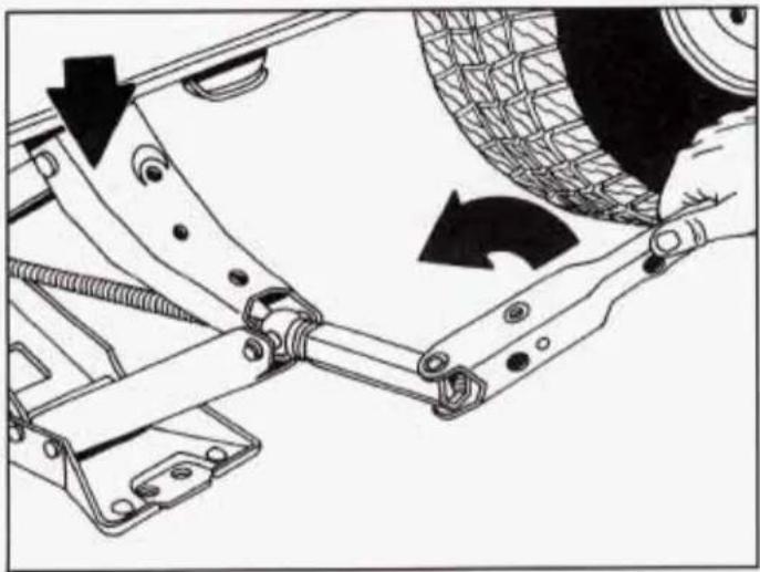 Mechanical assembly diagram showing linkage mechanism with no visible text or symbols