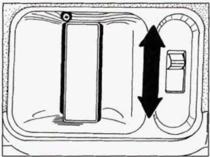 Diagram showing a door opening and a cabinet with bidirectional arrows indicating movement (no text or symbols)