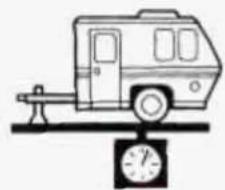 Simple line drawing of a vehicle on a scale with a speedometer (no text or symbols)