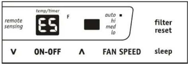 temp/timer F auto hi med lo filter reset remote sensing ES V ON-OFF ∧ FAN SPEED sleep