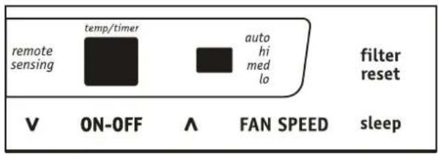 remote sensing temp/timer auto hi med lo filter reset V ON-OFF ∧ FAN SPEED sleep