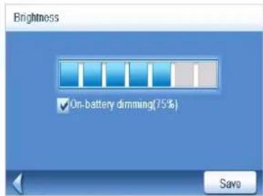 Brightness ✓ On-battery dimming(75%) Save