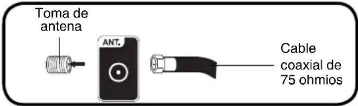 Toma de antena ANT. Cable coaxial de 75 ohmios
