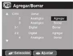 CH Agregar/Borrar CAN 2 Analogico 3 Analogico 3-1 Digital 3-2 Digital 4 Analogico Agregar Border Agregar Border :Selección Ajustar