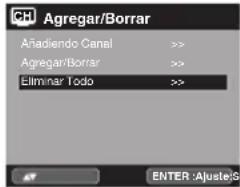 Agregar/Borrar Añadiendo Canal >> Agregar/Borrar >>> Eliminar Todo >>