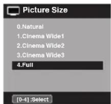 Picture Size 0.Natural 1.Cinema Wide1 2.Cinema Wide2 3.Cinema Wide3 4.Full [0-4] :Select