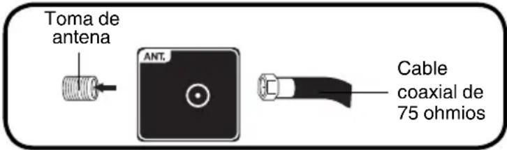 Toma de antena ANT. Cable coaxial de 75 ohmios