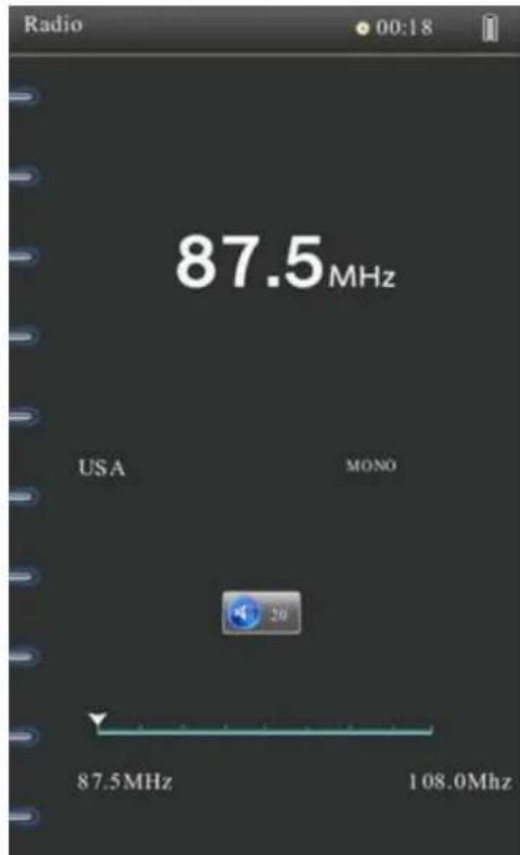 Radio 00:18 87.5MHz USA MONO 20 87.5MHz 108.0MHz