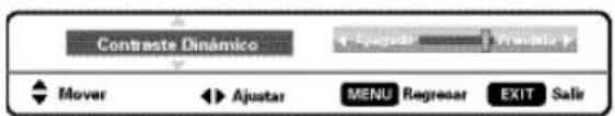 Contraste Dinámico Mover Ajustar MENU Regresar EXIT Salir