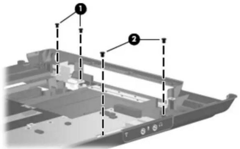 Technical diagram of a computer chassis with numbered annotations indicating component locations