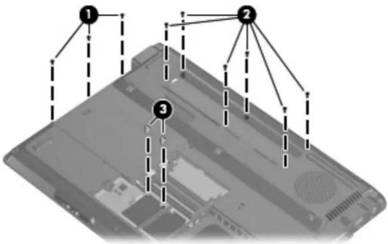 Diagram of a laptop with numbered components and dashed lines indicating connections or system paths