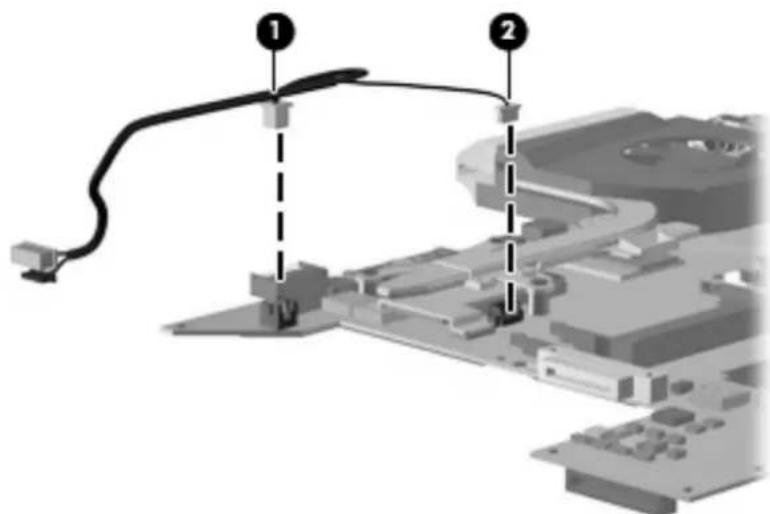 Diagram showing cable installation with labeled components and connection points