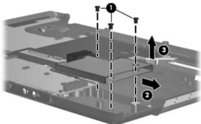 Technical diagram of a mechanical assembly with numbered components and directional arrows indicating assembly steps.