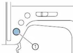 Diagram showing a device with labeled components and a numbered point, likely illustrating a mechanical or electrical setup.