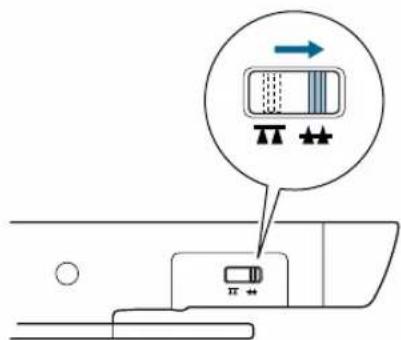 Diagram showing a device with a control panel and an arrow indicating direction, labeled with symbols like 'π' and directional arrows.