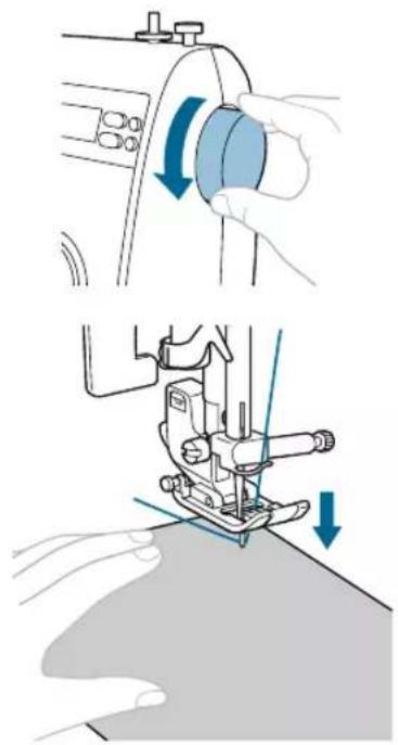 BABY LOCK Grace BL40A - Place the fabric under the presser foot. - 1