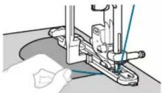 BABY LOCK Grace BL40A - Gently hold the end of the upper thread in your left hand, and then start sewing. - 1