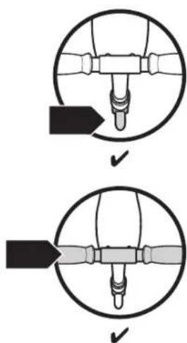 Diagram illustrating a mechanical assembly or tool step with two circular diagrams showing progressive changes in tool positioning.