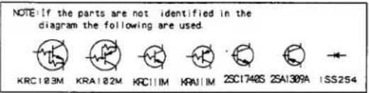 NOTE:If the parts are not identified in the diagram the following are used. KRC103M KRA102M KRC11M KRA11M 2SC1748S 2SA1309A ISS254