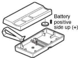 Battery positive side up (+)