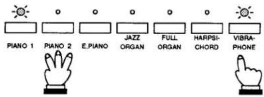 PIANO 1 PIANO 2 E.PIANO JAZZ ORGAN FULL ORGAN HARPSI- CHORD VIBRA- PHONE