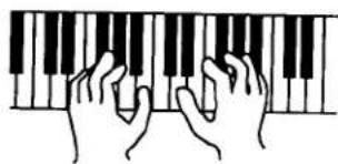 Illustration of two hands playing a piano keyboard (no text or symbols)