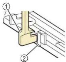 Technical diagram showing two labeled mechanical components with numbered annotations