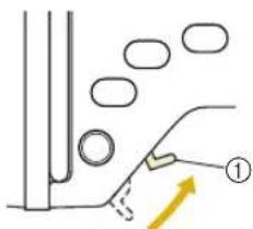 Diagram showing a mechanical or structural component with labeled parts and an arrow indicating direction, possibly illustrating a process or assembly.