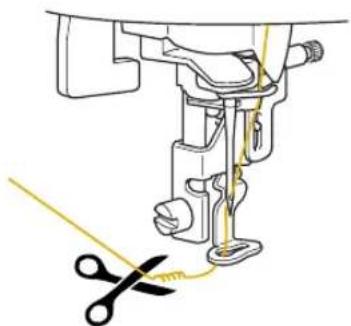 BABY LOCK Ellure BLR - Use scissors to cut the thread at the beginning of the stitching. - 1