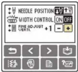 NEEDLE POSITION WIDTH CONTROL ON OFF FINE ADJUST +1 VERTIL