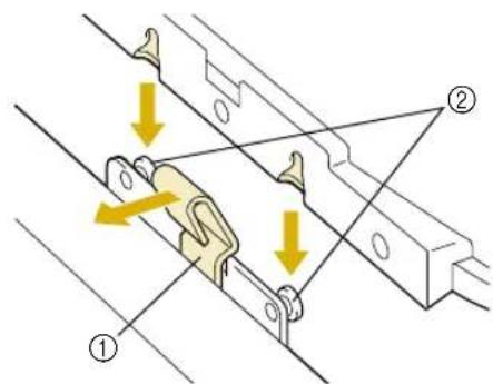 Technical diagram showing mechanical assembly with labeled components and directional arrows indicating motion or force