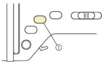 Diagram showing a mechanical or electrical component with labeled parts and directional arrows, including a numbered marker '①' at the end.
