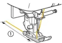 Technical diagram of a mechanical assembly with labeled dimension line and figure number ①