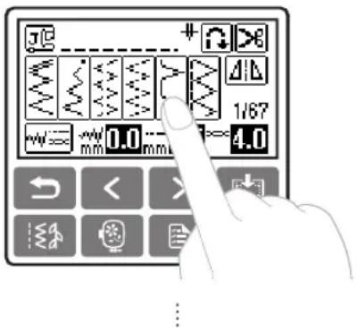 Hand interacting with a numeric keypad interface showing various function icons and numeric values