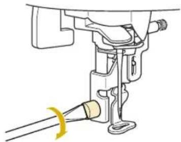 BABY LOCK Ellure BLR - Tighten the presser foot holder screw. Turn the screwdriver toward the front. - 1