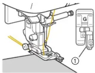 Technical diagram showing mechanical assembly with labeled component G and numbered annotation