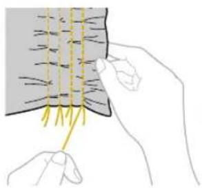 BABY LOCK Ellure BLR - Pull the bobbin threads to create gathers. Smooth the gathers by ironing them. - 1