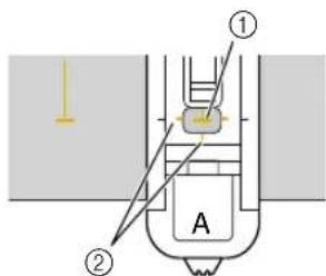 Diagram of a mechanical or fluid system with labeled components and directional arrows, including section ① and section ②.
