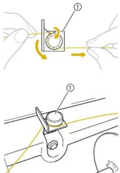 Technical diagram showing two mechanical assembly steps with labeled components and directional arrows indicating motion or movement.