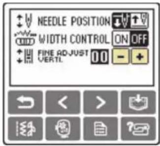 NEEDLE POSITION WIDTH CONTROL ON OFF FINE ADJUST 00 - + VERTL