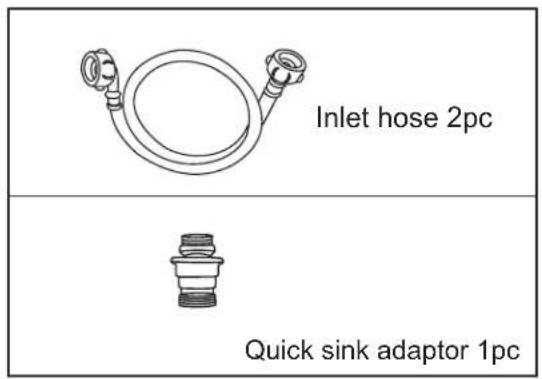 Inlet hose 2pc Quick sink adaptor 1pc