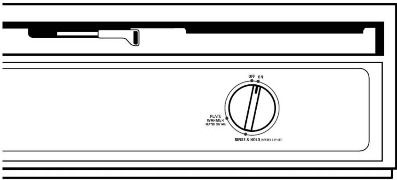 OFF ON PLATE WARMER (HEATED DRY ON) RINSE & HOLD (HEATED DRY OFF)