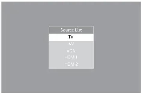 Source List TV AV VGA HDMI1 HDMI2
